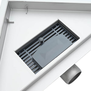 2 σε 1 Τριγωνική Σαρωθριά Λεκάνη Ασημί 32 x 32 x 7,5 εκ - Pakobazaar