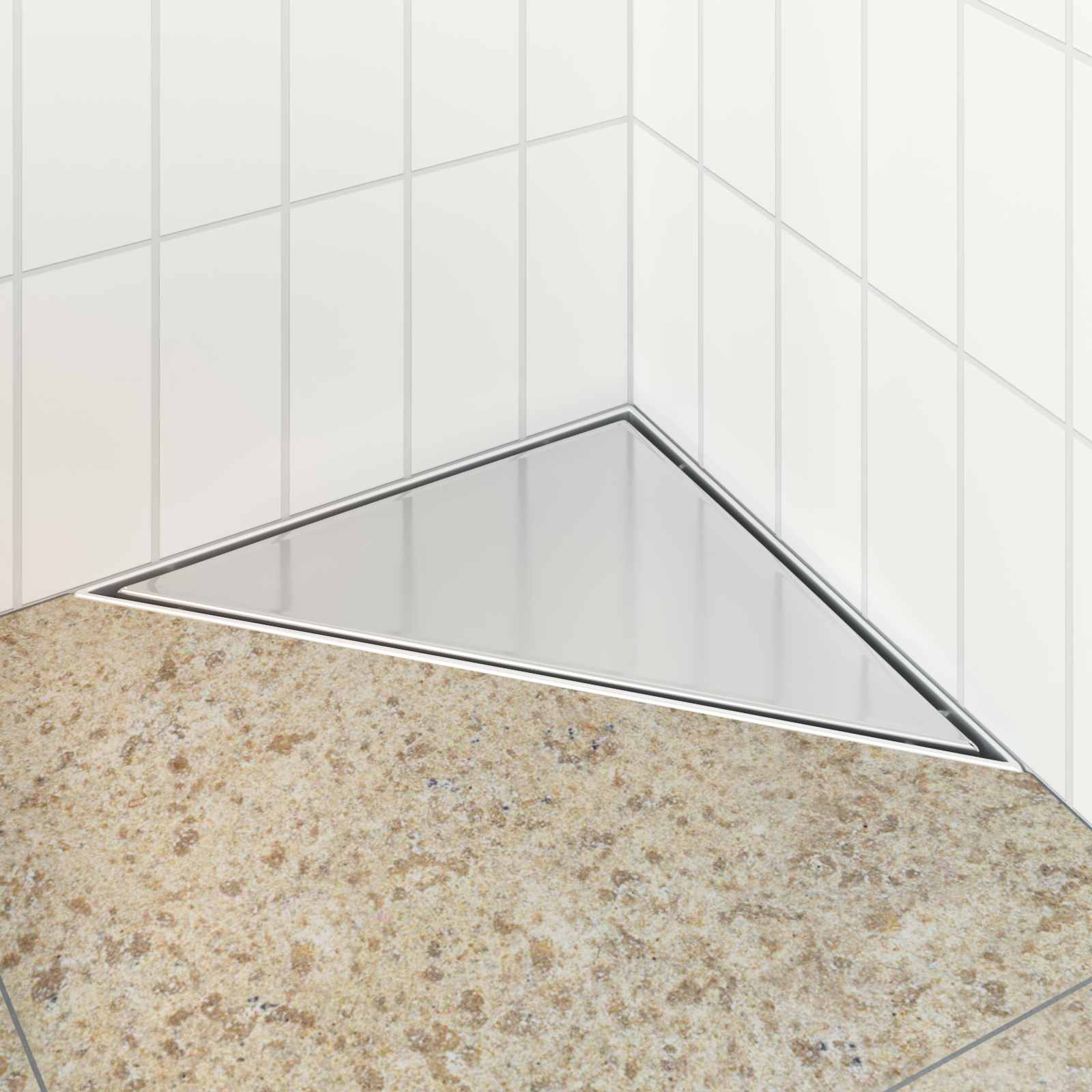 2 σε 1 Τριγωνική Σαρωθριά Λεκάνη Ασημί 32 x 32 x 7,5 εκ - Pakobazaar