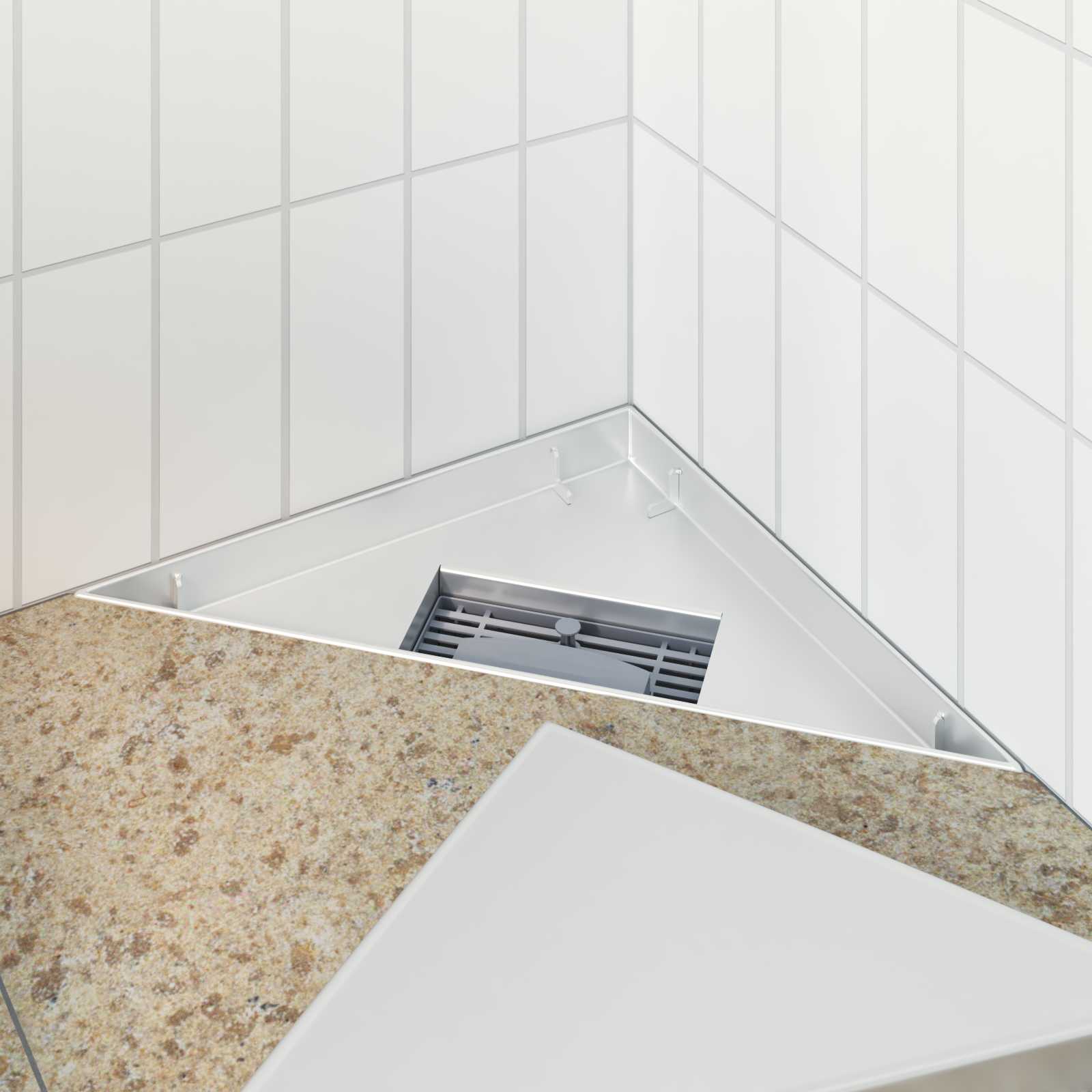 2 σε 1 Τριγωνική Σαρωθριά Λεκάνη Ασημί 32 x 32 x 7,5 εκ - Pakobazaar