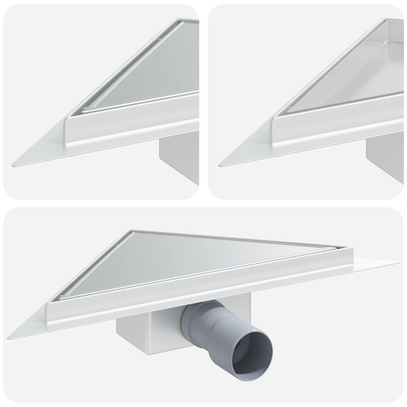 2 σε 1 Τριγωνική Σαρωθριά Λεκάνη Ασημί 32 x 32 x 7,5 εκ - Pakobazaar
