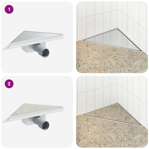 2 σε 1 Τριγωνική Σαρωθριά Λεκάνη Ασημί 32 x 32 x 7,5 εκ - Pakobazaar