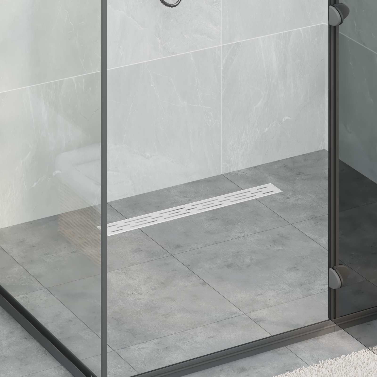 Αποχέτευση Ντους με Γυάλινη Κάλυψη και 360° Σιφώνι Ασημί 60 cm