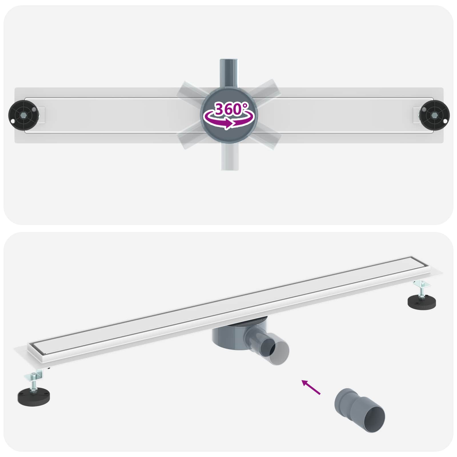 Σιφόνι ντους 2-σε-1 με 360° σιφόνι Ασημί 90 cm - Pakobazaar