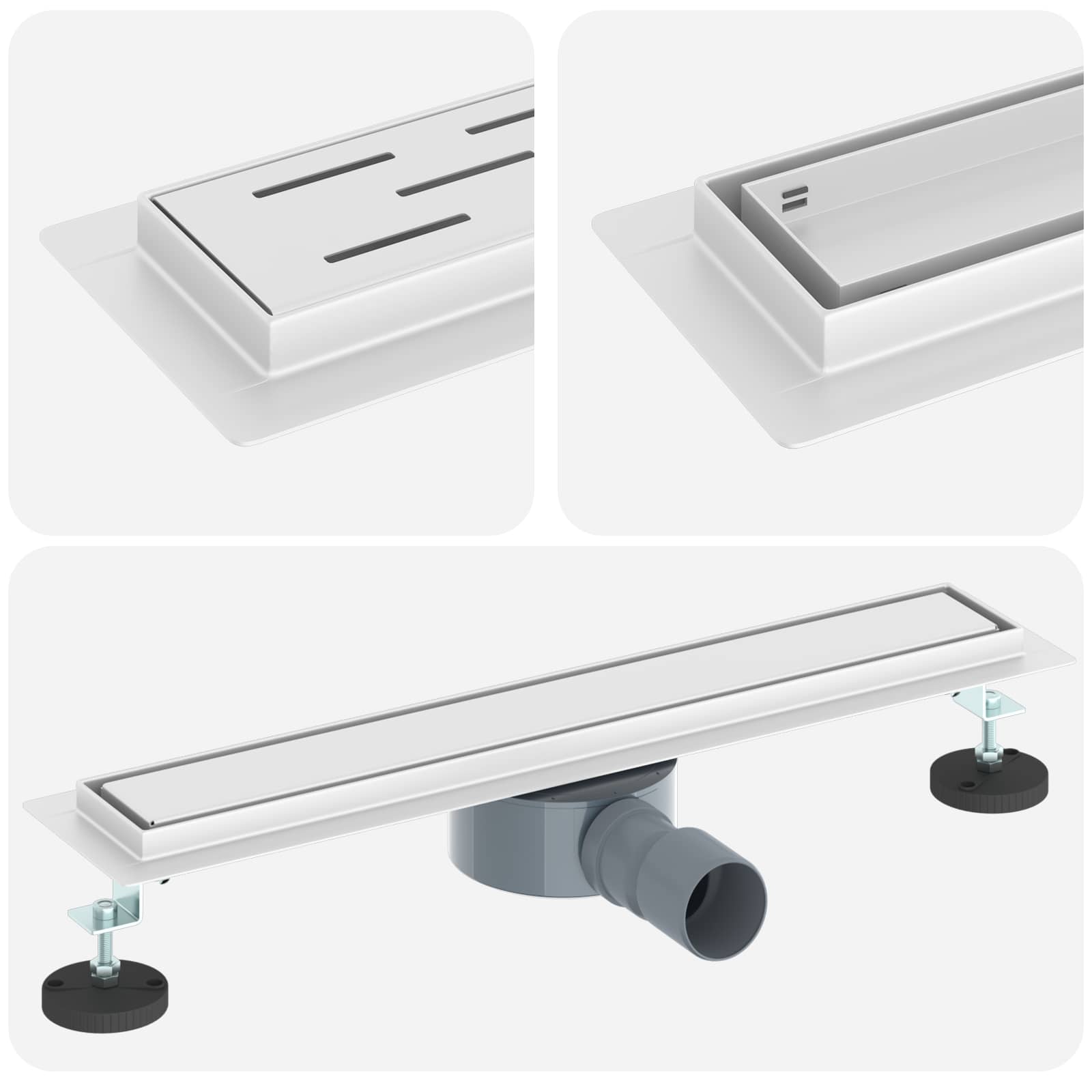 Σιφόνι ντους 2-σε-1 με 360° σιφόνι Ασημί 54 x 11 x 9,5 εκ - Pakobazaar