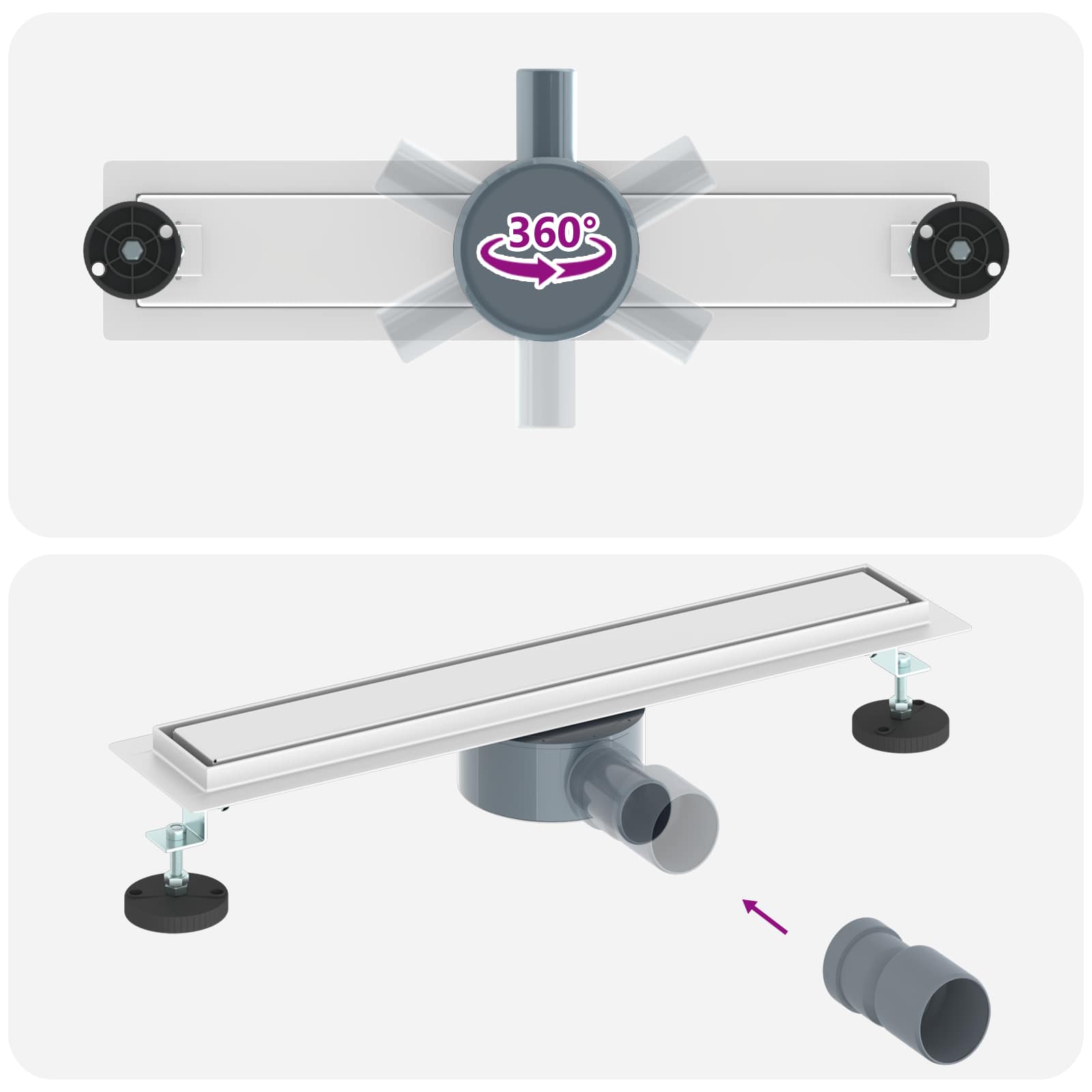 Σιφόνι ντους 2-σε-1 με 360° σιφόνι Ασημί 54 x 11 x 9,5 εκ - Pakobazaar