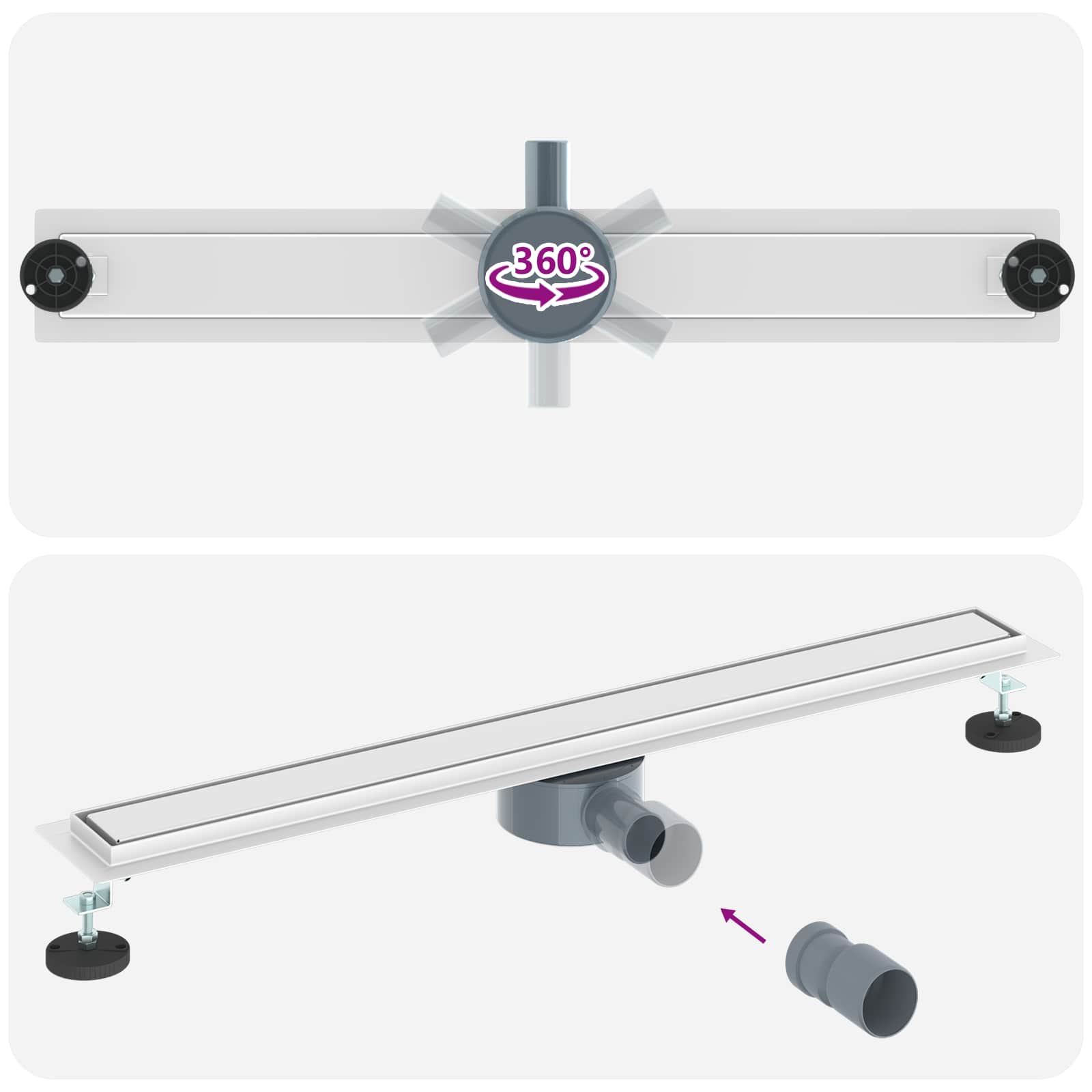 Σιφόνι ντους 2-σε-1 με 360° σιφόνι Ασημί 80 cm - Pakobazaar