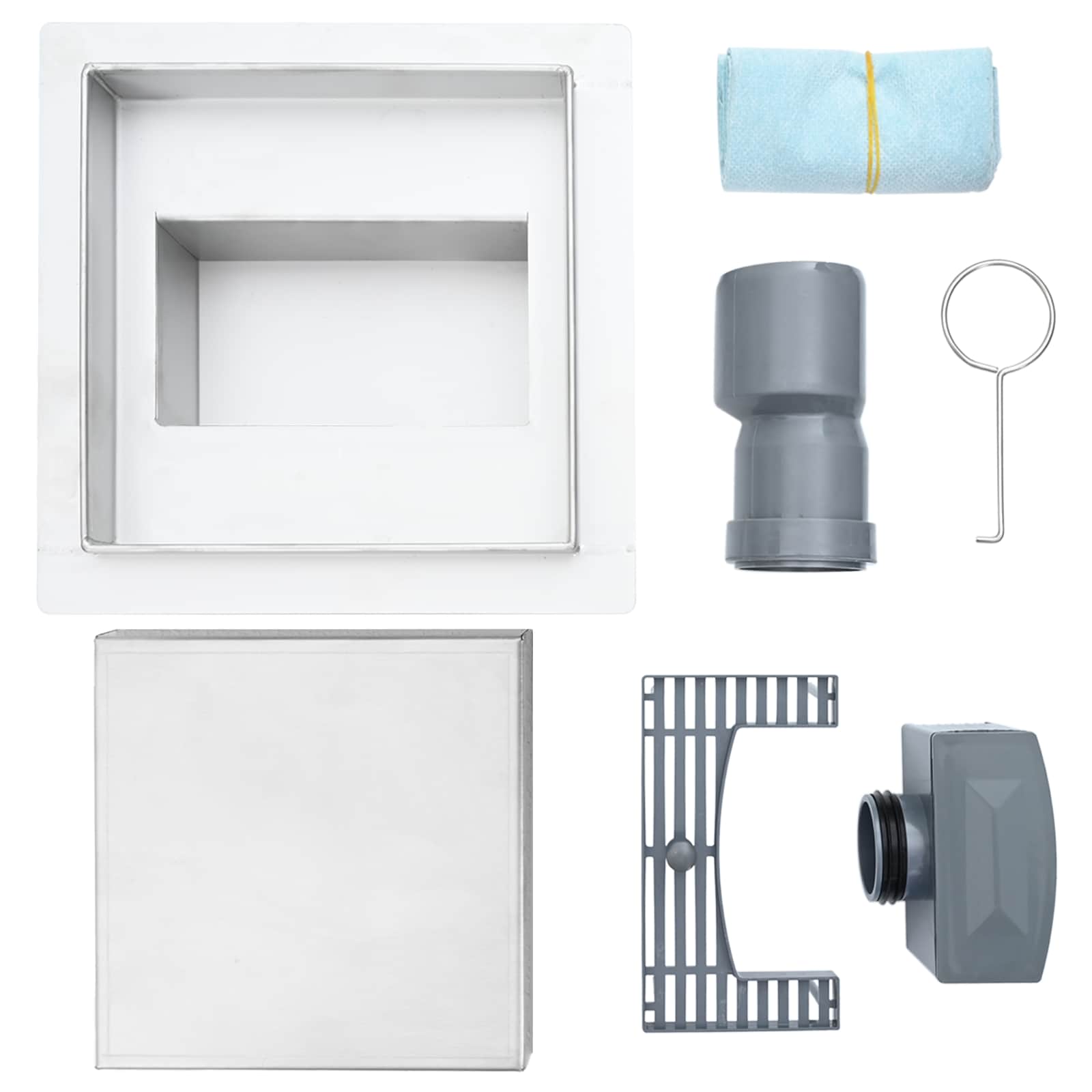 2 σε 1 εκροή ντους Ασημί 20 x 20 cm Ανοξείδωτο Ατσάλι 304 - Pakobazaar