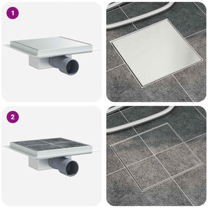 2 σε 1 εκροή ντους Ασημί 20 x 20 cm Ανοξείδωτο Ατσάλι 304 - Pakobazaar