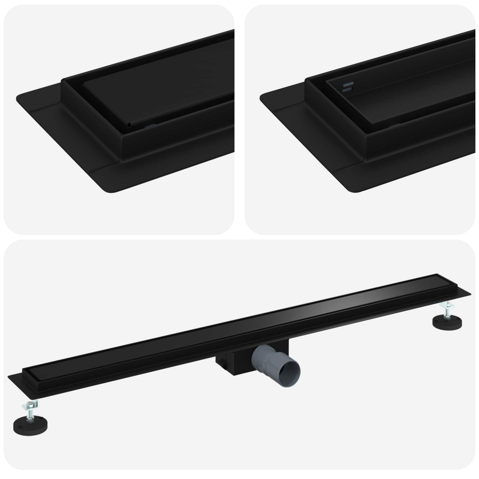 2 σε 1 εκροή ντους Μαύρο 90 cm Ανοξείδωτο Ατσάλι 304