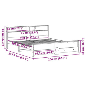 Σκελετός Κρεβατιού Κερωτό καφέ 200 x 200 cm Στερεό πεύκο