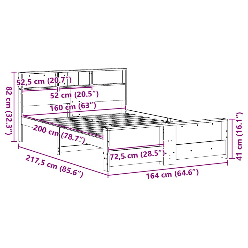 Σκελετός Κρεβατιού Κερωτό καφέ 160 x 200 cm Επεξεργασμένο ξύλο
