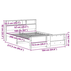 Σκελετός Κρεβατιού Κερωτό καφέ 160 x 200 cm Στερεό πεύκο