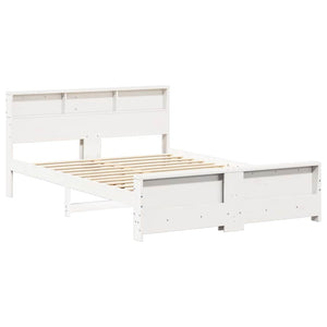 Σκελετός Κρεβατιού με ράφι Λευκό 140 x 200 cm Στερεό πεύκο