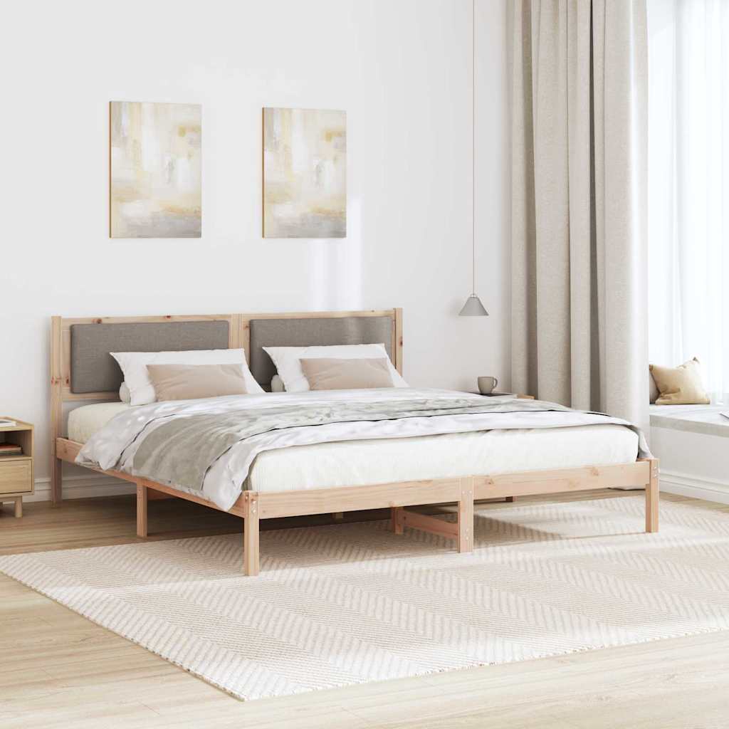 Σκελετός Κρεβατιού Taupe 200 x 200 cm Στερεά ξυλεία πεύκου
