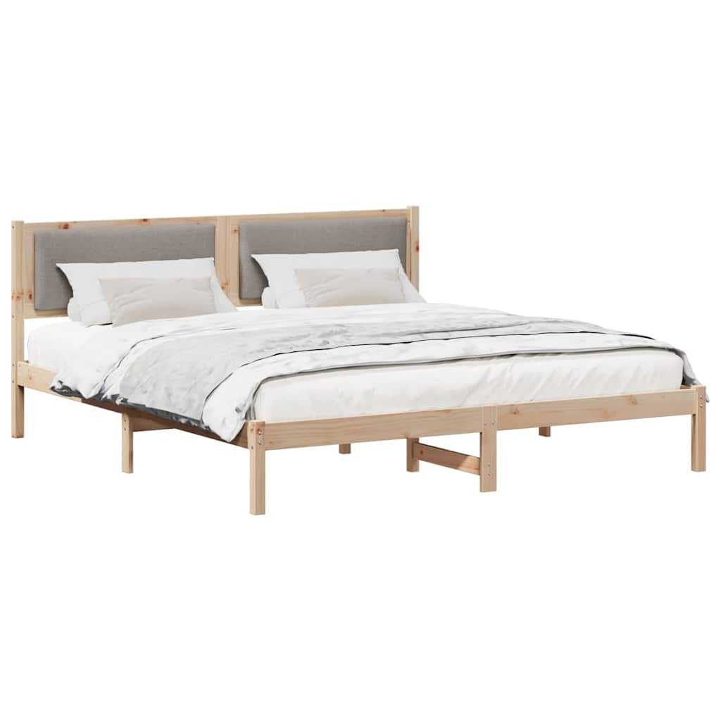 Σκελετός Κρεβατιού Taupe 200 x 200 cm Στερεά ξυλεία πεύκου
