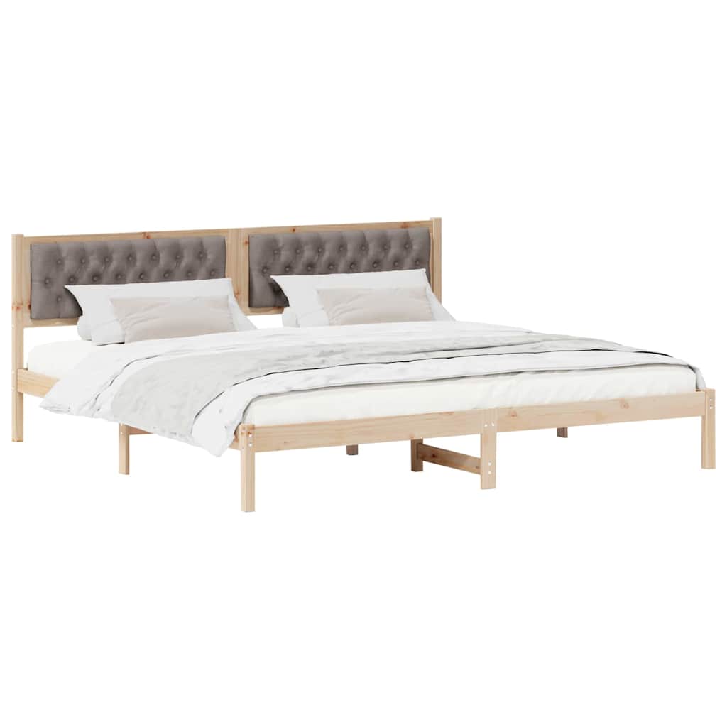 Σκελετός Κρεβατιού Taupe 200 x 200 cm Στερεά ξυλεία πεύκου