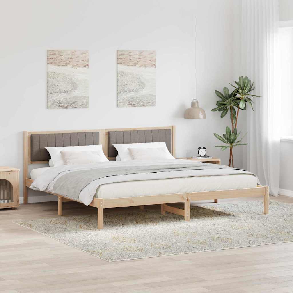 Σκελετός Κρεβατιού Taupe 200 x 200 cm Στερεά ξυλεία πεύκου