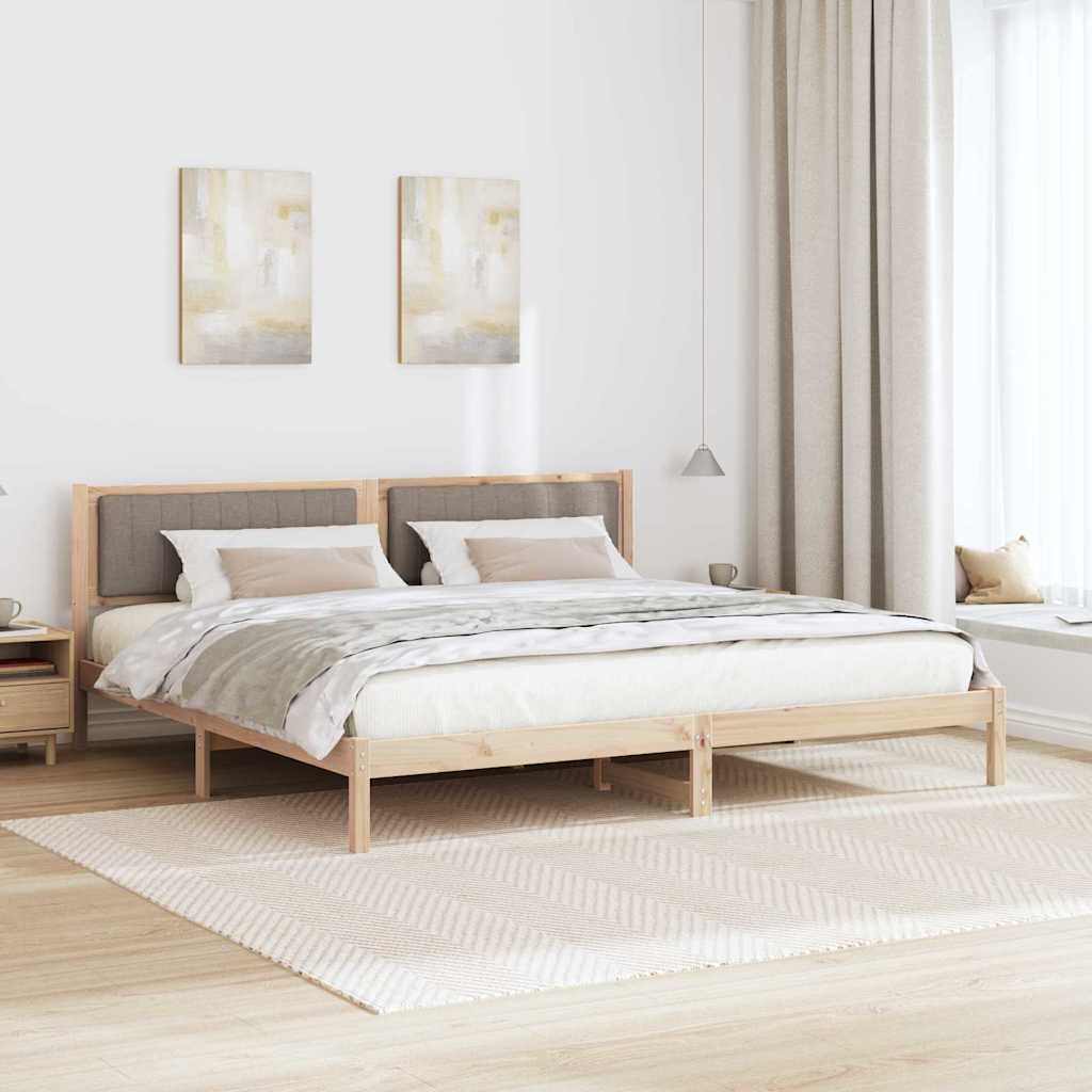Σκελετός Κρεβατιού Taupe 200 x 200 cm Στερεά ξυλεία πεύκου