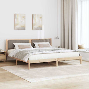 Σκελετός Κρεβατιού Taupe 200 x 200 cm Στερεά ξυλεία πεύκου