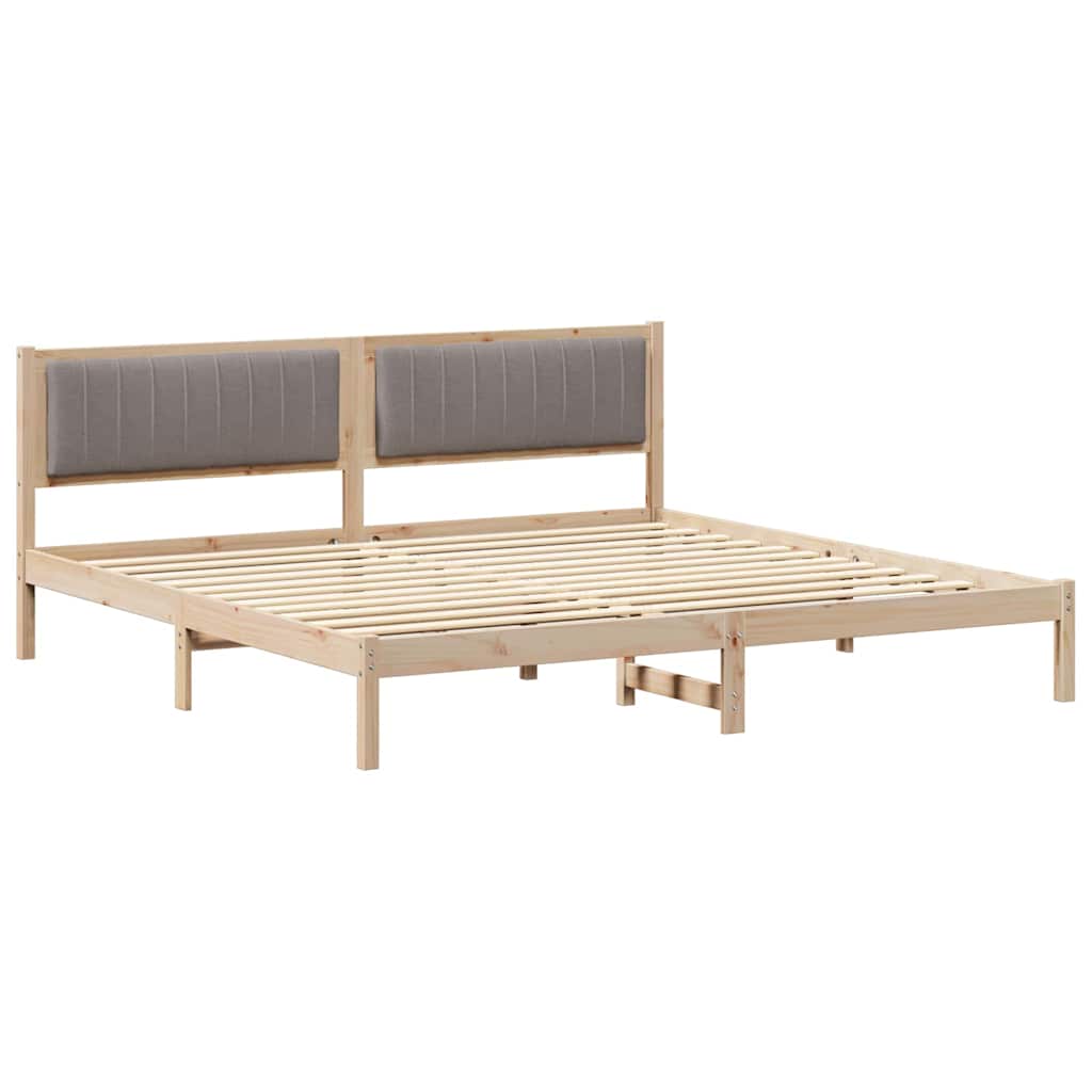 Σκελετός Κρεβατιού Taupe 200 x 200 cm Στερεά ξυλεία πεύκου
