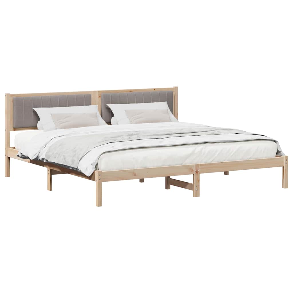 Σκελετός Κρεβατιού Taupe 200 x 200 cm Στερεά ξυλεία πεύκου