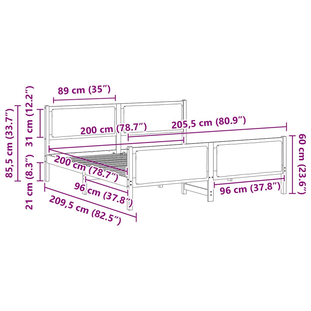 Σκελετός Κρεβατιού με κεφαλάρι Ανοιχτό γκρι 200 x 200 cm ύφασμα