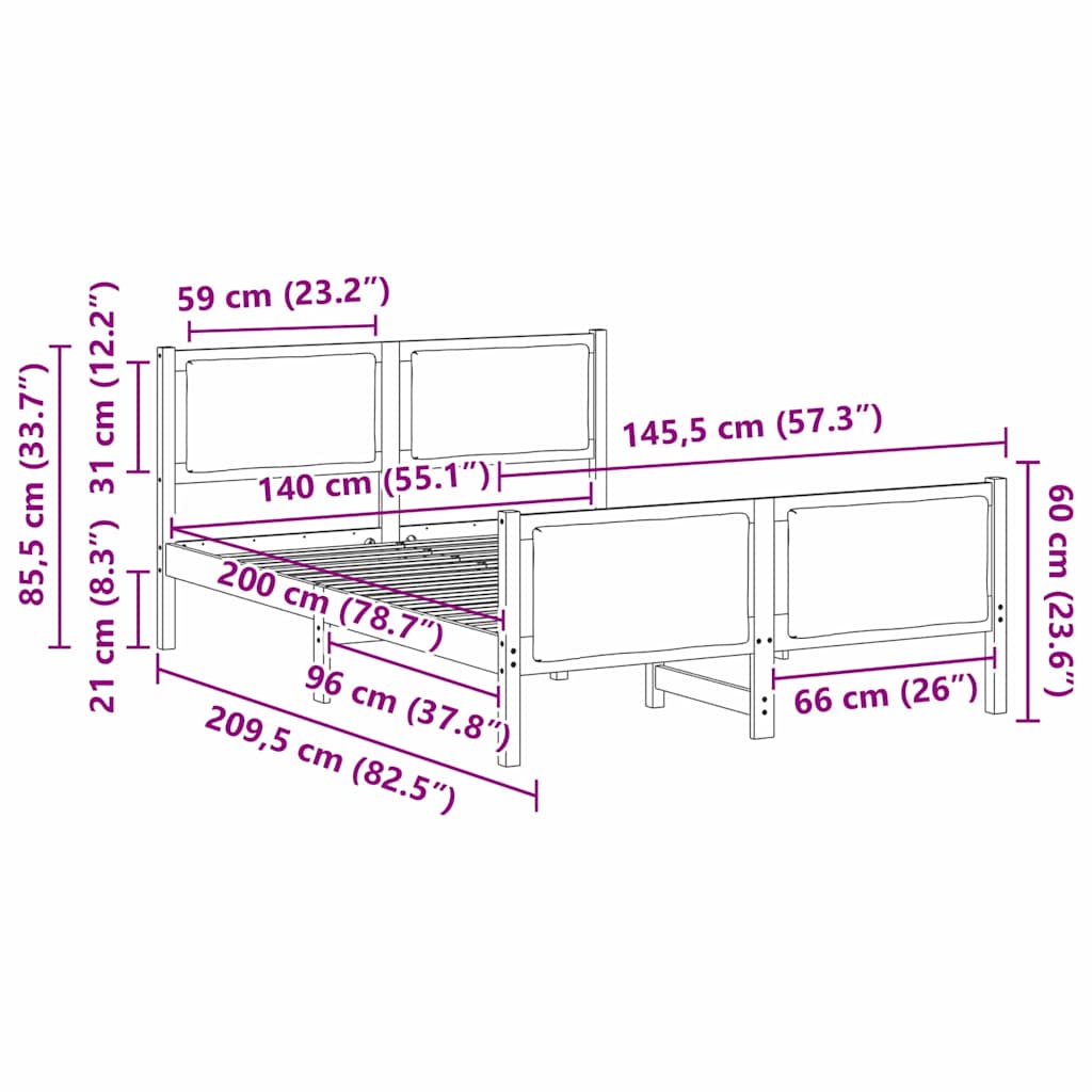 Σκελετός Κρεβατιού με κεφαλάρι Μαύρο 140 x 200 cm ύφασμα