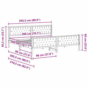 Σκελετός Κρεβατιού Μαύρο 200 x 200 cm Στερεά ξυλεία πεύκου