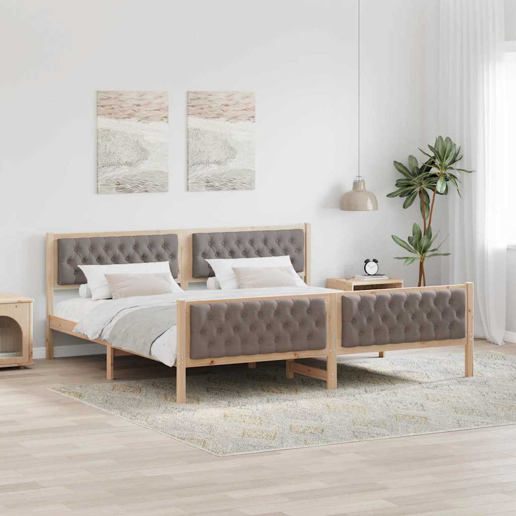 Σκελετός Κρεβατιού Taupe 200 x 200 cm Στερεά ξυλεία πεύκου