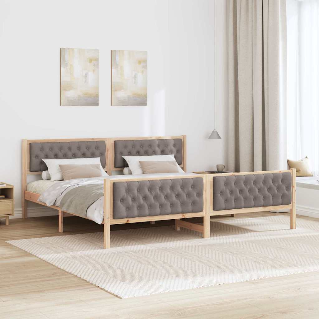 Σκελετός Κρεβατιού Taupe 200 x 200 cm Στερεά ξυλεία πεύκου