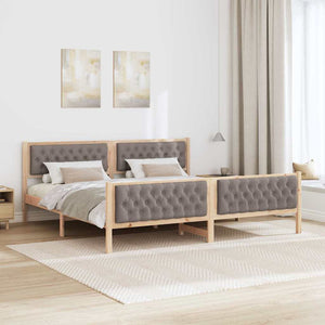 Σκελετός Κρεβατιού Taupe 200 x 200 cm Στερεά ξυλεία πεύκου