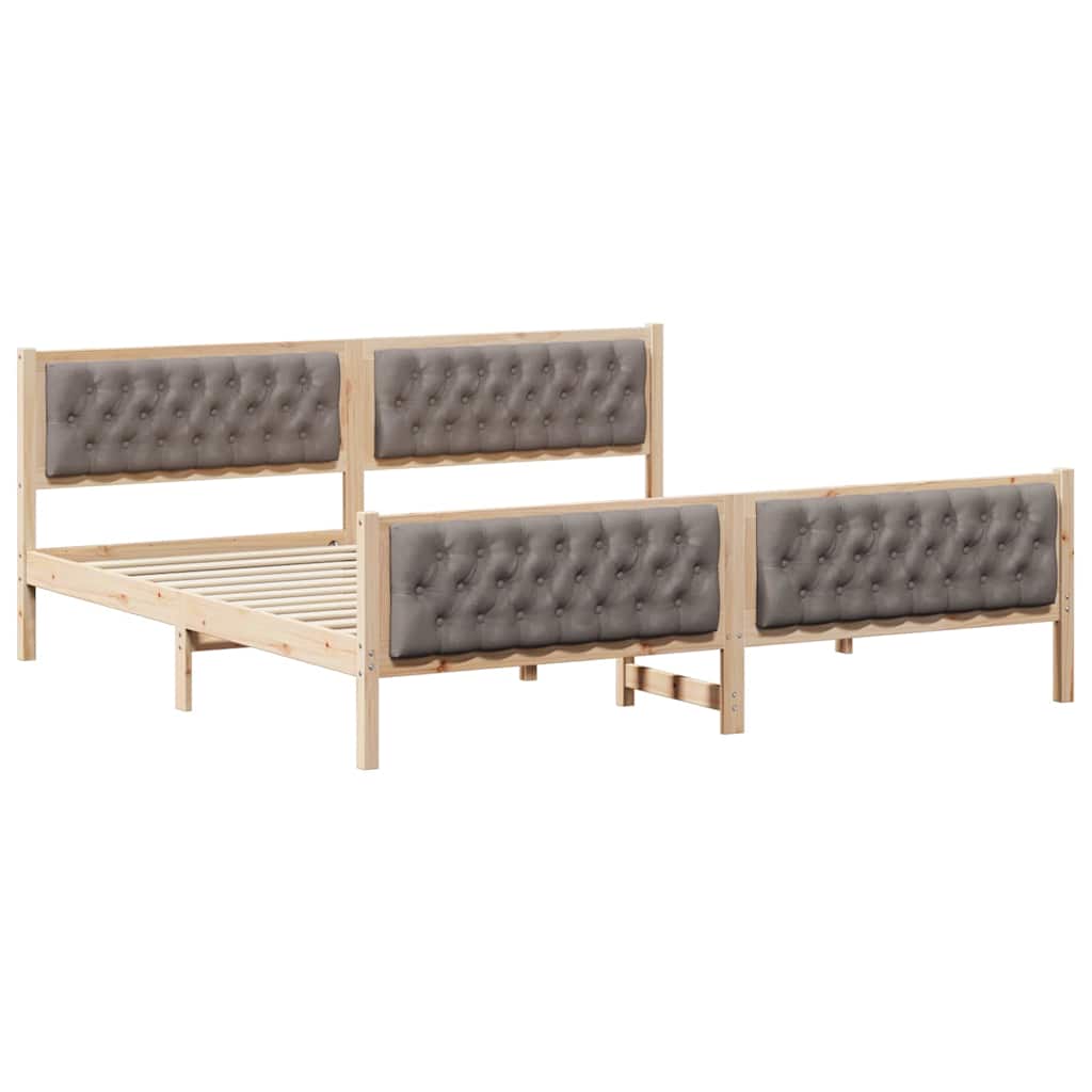 Σκελετός Κρεβατιού Taupe 200 x 200 cm Στερεά ξυλεία πεύκου