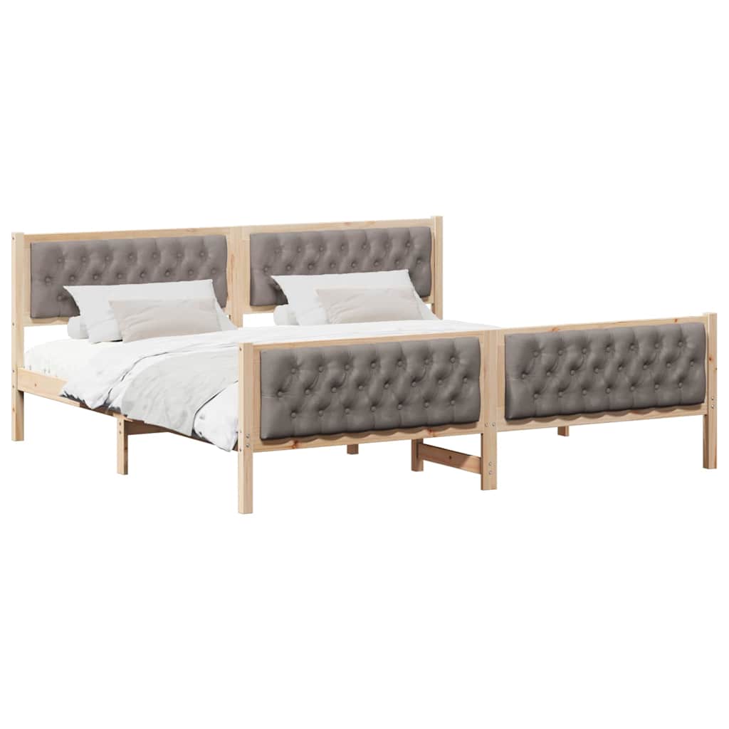 Σκελετός Κρεβατιού Taupe 200 x 200 cm Στερεά ξυλεία πεύκου