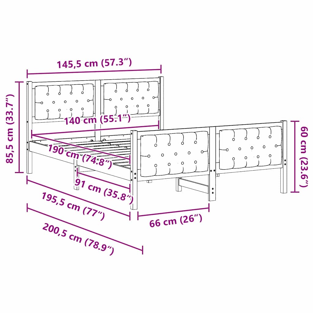 Σκελετός Κρεβατιού Taupe 140 x 190 cm Στερεά ξυλεία πεύκου