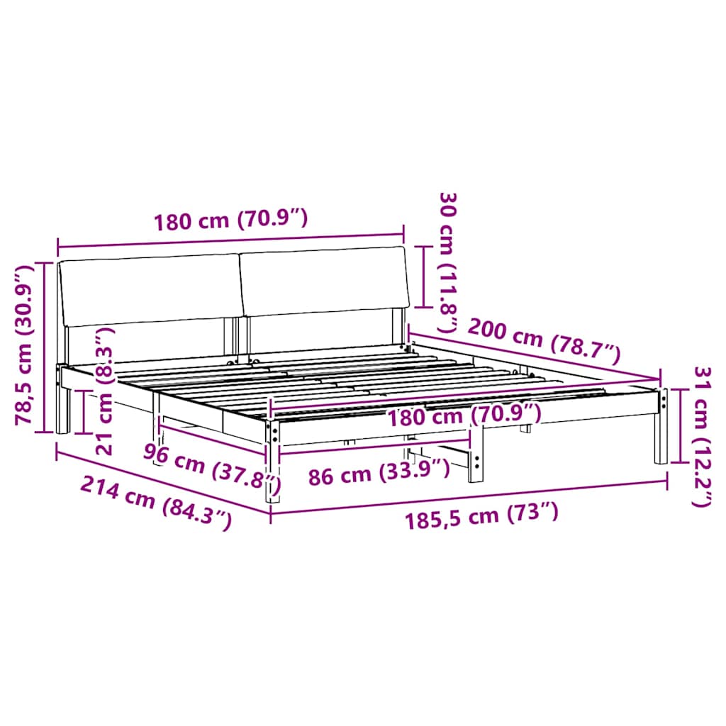 Σκελετός Κρεβατιού Καφέ και ανοιχτό γκρι 180 x 200 cm