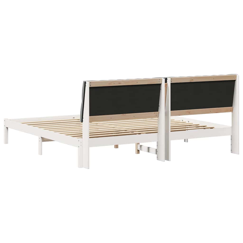 Σκελετός Κρεβατιού με Επενδεδυμένο Κεφαλάρι Λευκό 200 x 200 cm