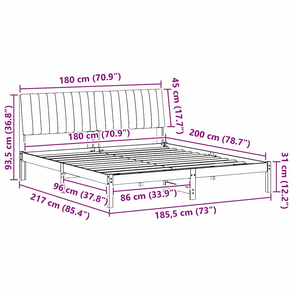 Σκελετός Κρεβατιού Καφέ 180 x 200 cm Στερεά ξυλεία πεύκου