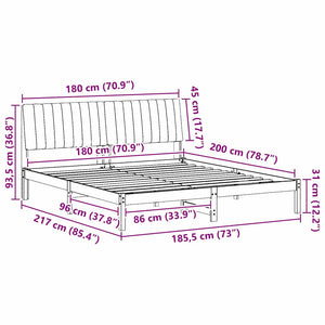 Σκελετός Κρεβατιού Καφέ 180 x 200 cm Στερεά ξυλεία πεύκου