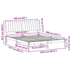 Σκελετός Κρεβατιού Λευκό 160 x 200 cm Στερεά ξυλεία πεύκου