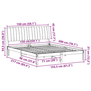 Σκελετός Κρεβατιού Καφέ 150 x 200 cm Στερεά ξυλεία πεύκου