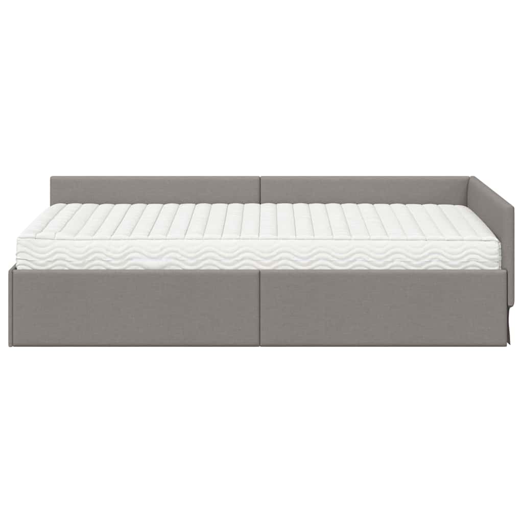 Κρεβάτι γωνίας με στρώμα Άλλο με κεφαλάρι 2 pcs Taupe ύφασμα - Pakobazaar