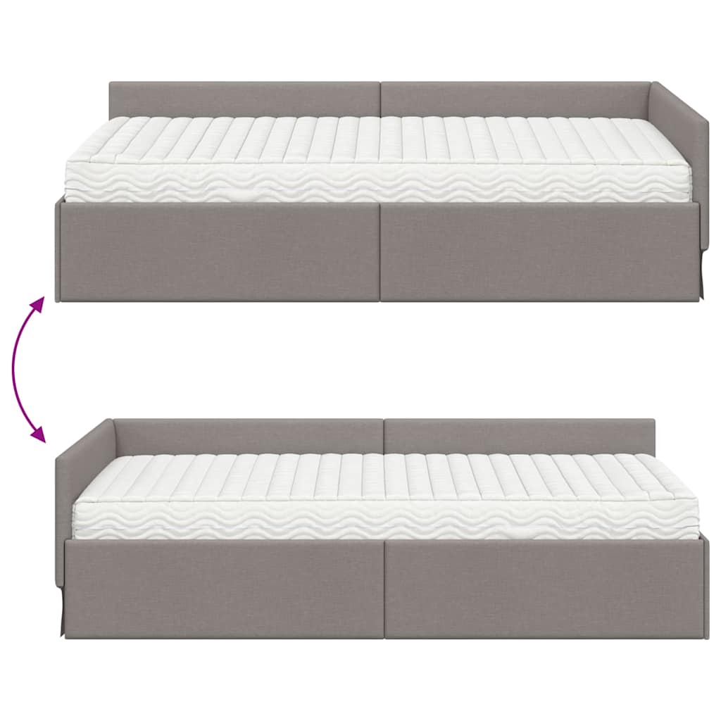 Κρεβάτι γωνίας με στρώμα Άλλο με κεφαλάρι 2 pcs Taupe ύφασμα