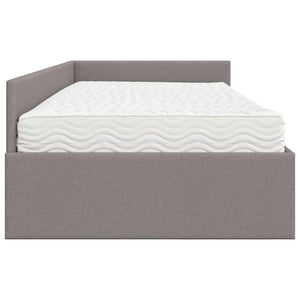 Κρεβάτι γωνίας με στρώμα Άλλο με κεφαλάρι 2 pcs Taupe ύφασμα - Pakobazaar