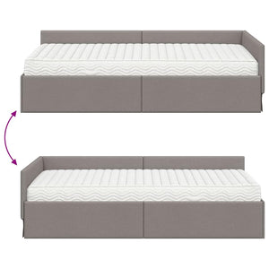 Κρεβάτι γωνίας με στρώμα Άλλο με κεφαλάρι 2 pcs Taupe ύφασμα - Pakobazaar