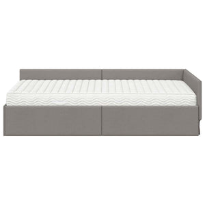 Κρεβάτι γωνίας με στρώμα Άλλο με κεφαλάρι 2 pcs Taupe ύφασμα - Pakobazaar