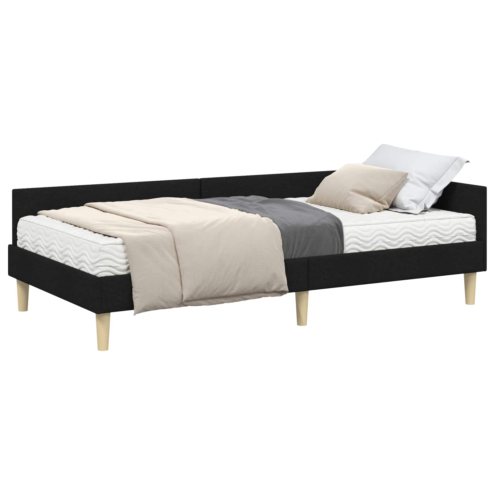 Κρεβάτι γωνίας με στρώμα με στρώμα 2 pcs Πράσινο ύφασμα