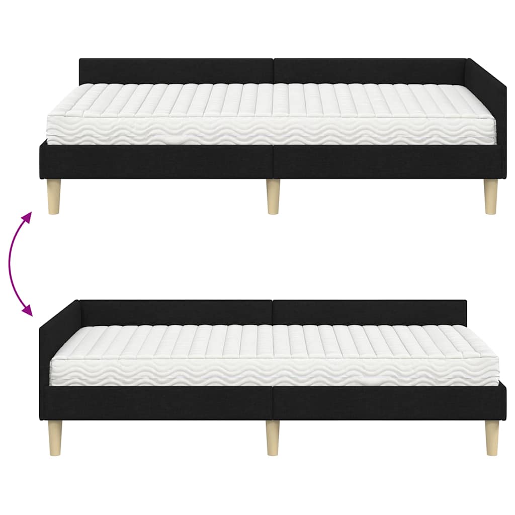 Κρεβάτι γωνίας με στρώμα με στρώμα 2 pcs Πράσινο ύφασμα