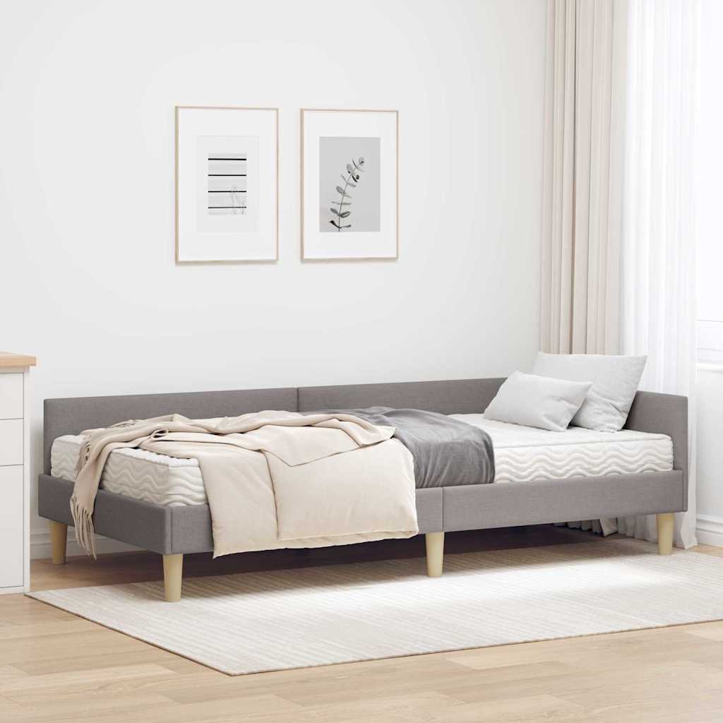 Κρεβάτι γωνίας με στρώμα με στρώμα 2 pcs Taupe ύφασμα