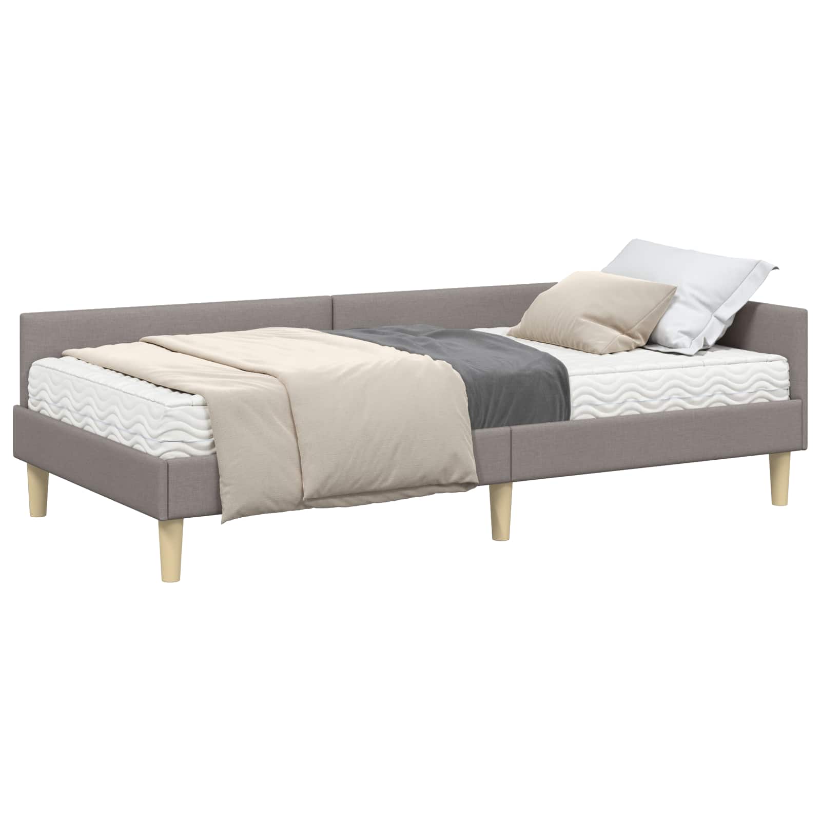 Κρεβάτι γωνίας με στρώμα με στρώμα 2 pcs Taupe ύφασμα