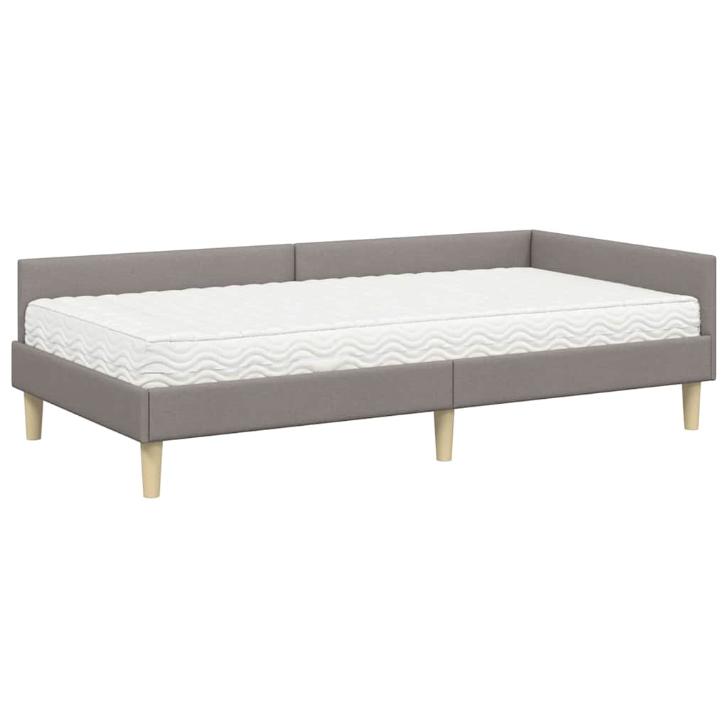 Κρεβάτι γωνίας με στρώμα με στρώμα 2 pcs Taupe ύφασμα